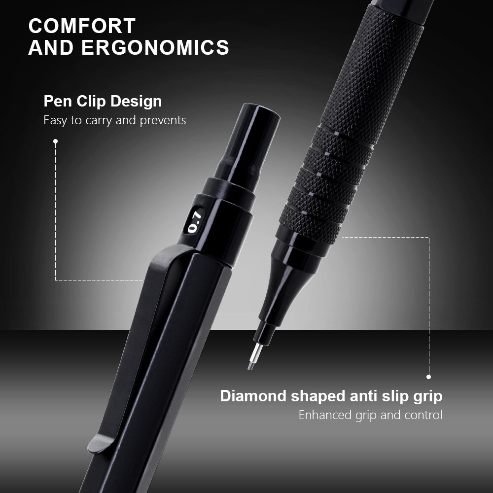 Czarny metalowy ołówek mechani – Mechanical Pencil 0.3 recenzja i cena